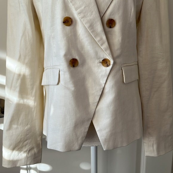Banana Republic Ivory Linen Double Breasted Blazer - Picture 3 of 16
